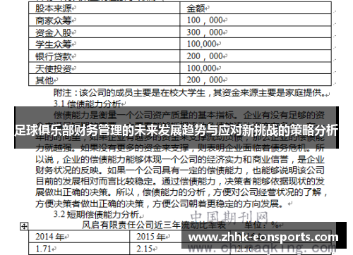 足球俱乐部财务管理的未来发展趋势与应对新挑战的策略分析
